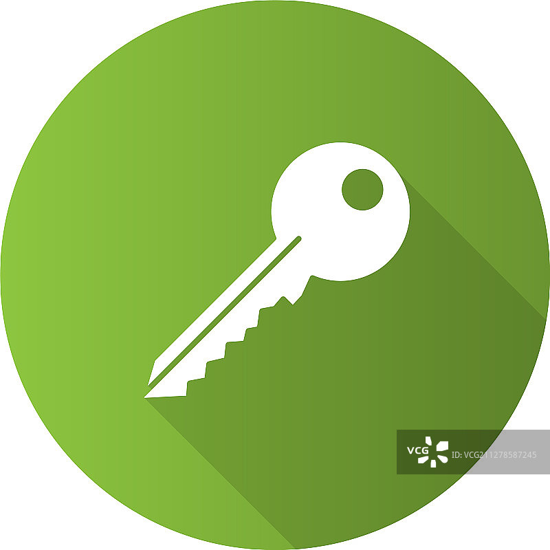 扁平设计长阴影字形钥匙图标图片素材