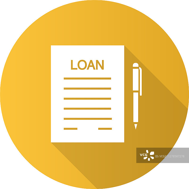 贷款协议扁平设计长阴影字形图标图片素材