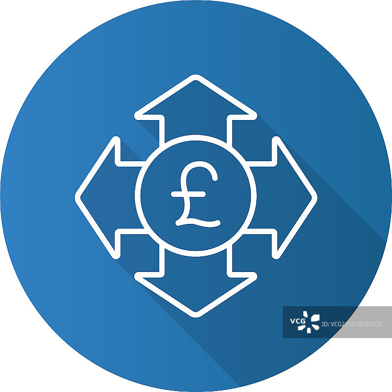 金钱支出扁平线性长阴影图标图片素材