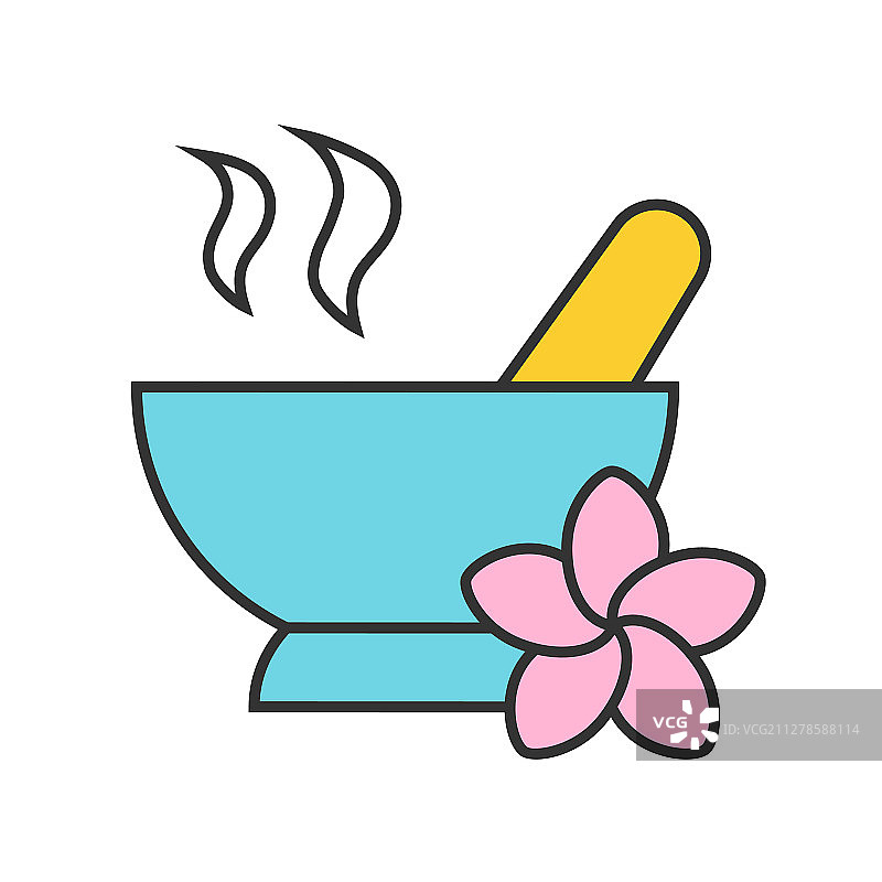 水疗沙龙研钵和研杵彩色图标图片素材