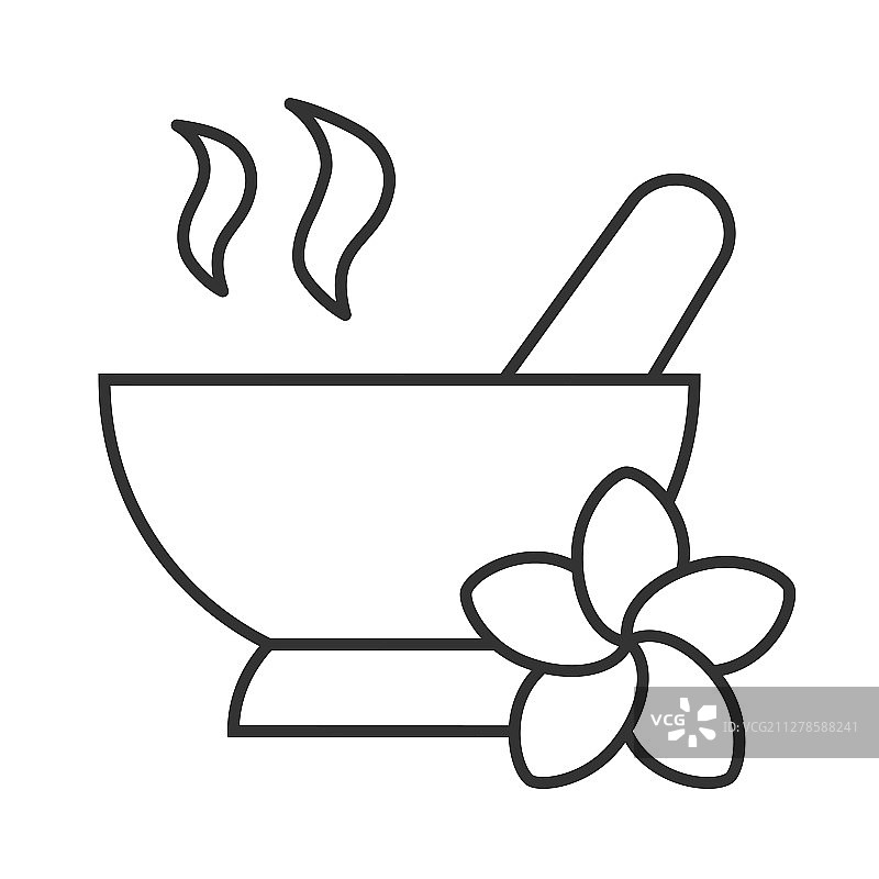 SPA沙龙研钵和杵线性图标图片素材