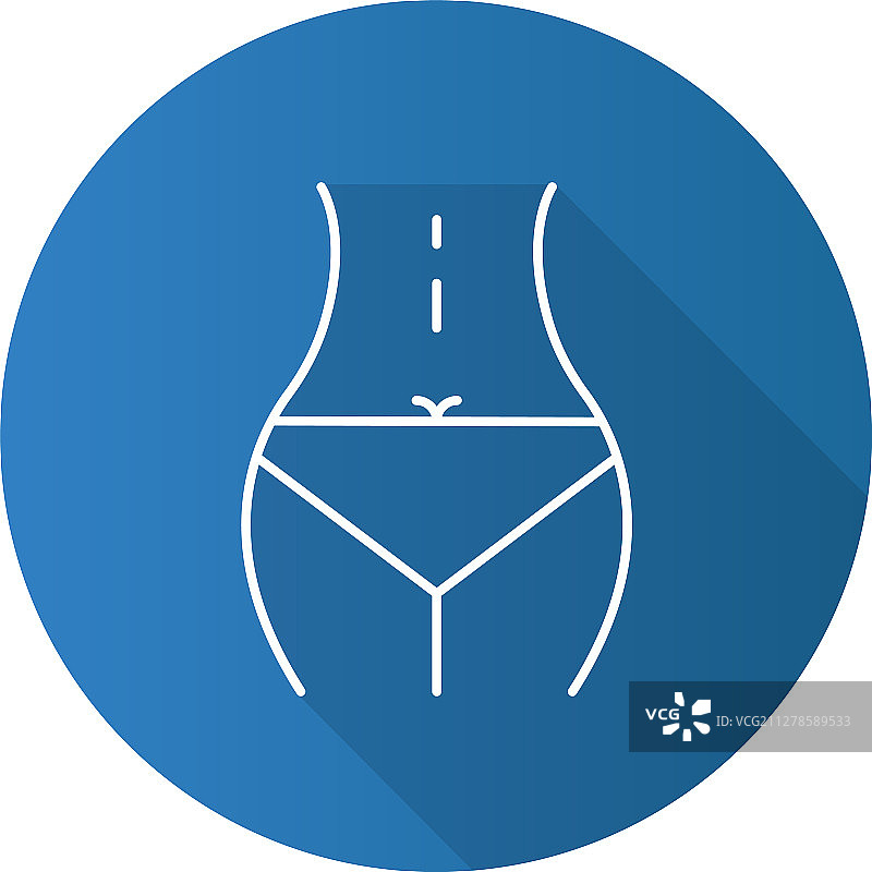 女士腰部扁平线性长阴影图标图片素材