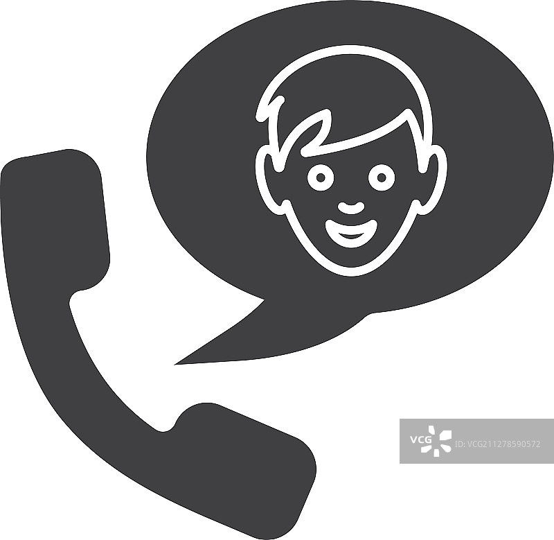 与男孩通话的电话Glyph图标图片素材