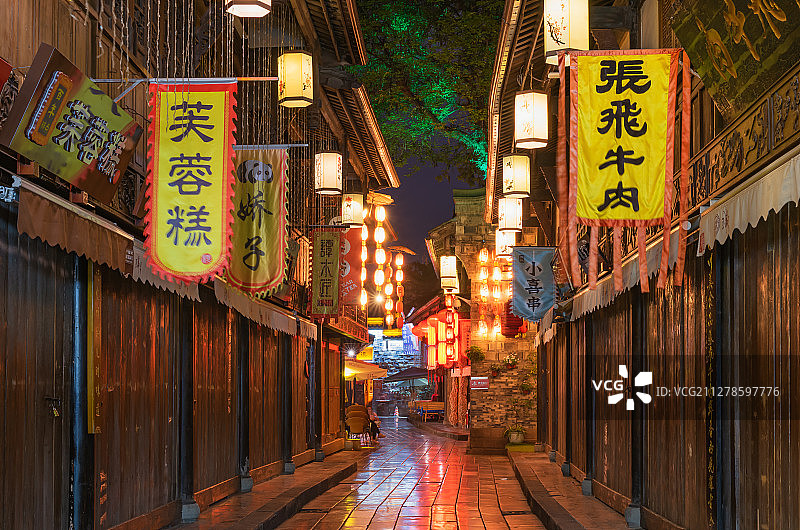 成都锦里古街景区夜景图片素材