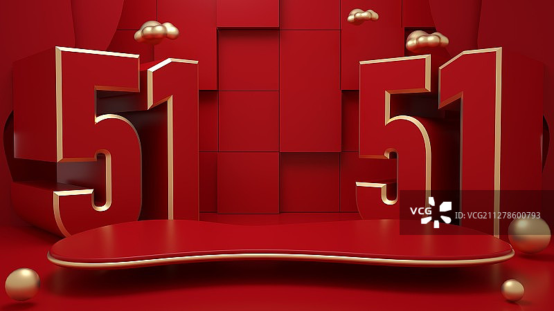 3D模拟场景五一彩色产品展台图片素材