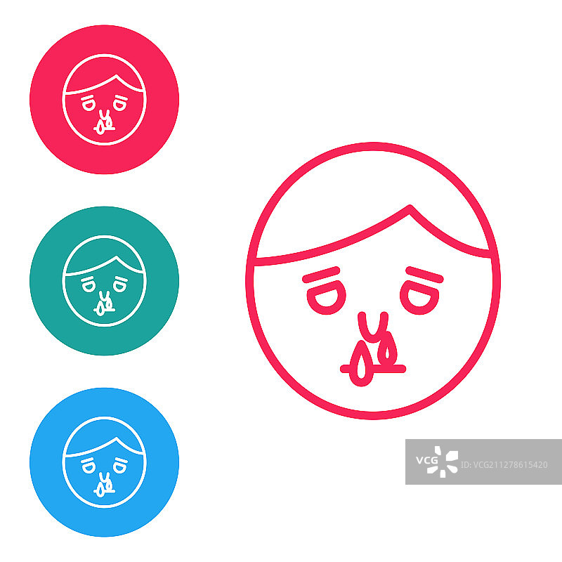 白色背景上的红色线条流鼻涕图标图片素材