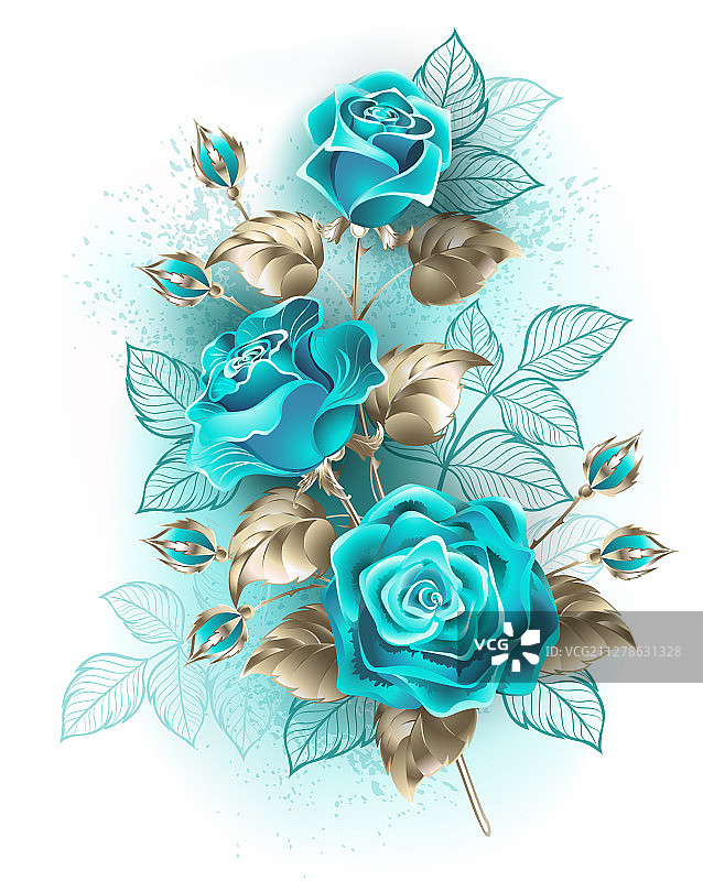 绿松石玫瑰花束图片素材