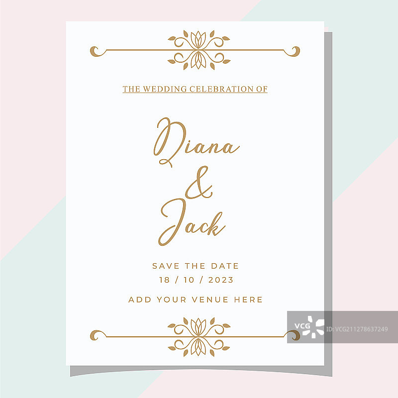 简约经典婚礼邀请卡模板图片素材