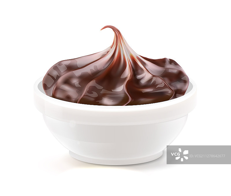 白色平底锅中的巧克力奶油图片素材