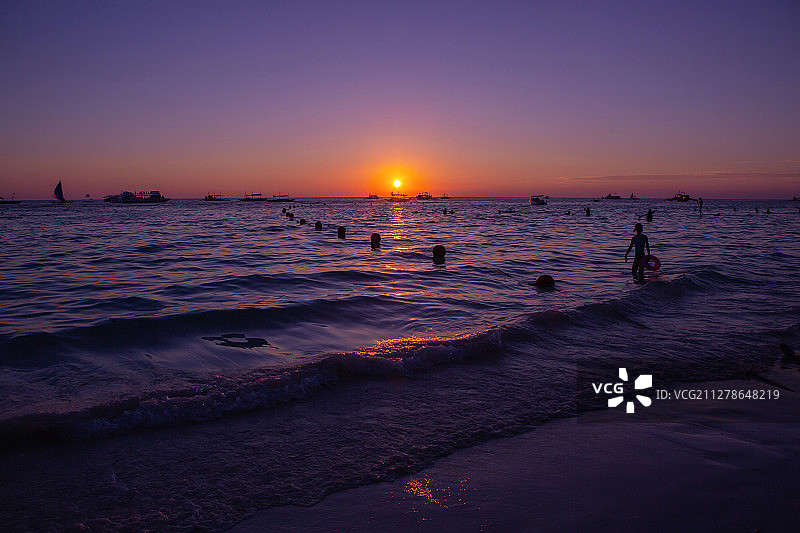 长滩日落图片素材