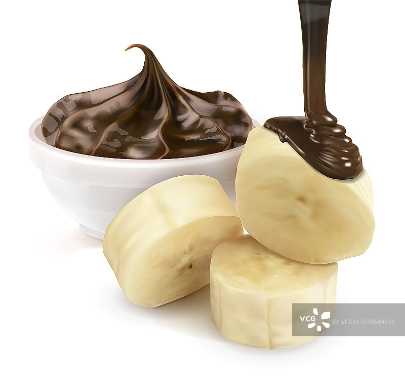巧克力酱香蕉切片图片素材