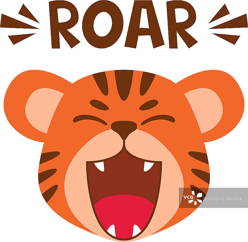 扁平风格可爱老虎咆哮图片素材