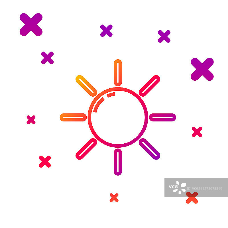 彩色线条太阳图标，白色背景图片素材