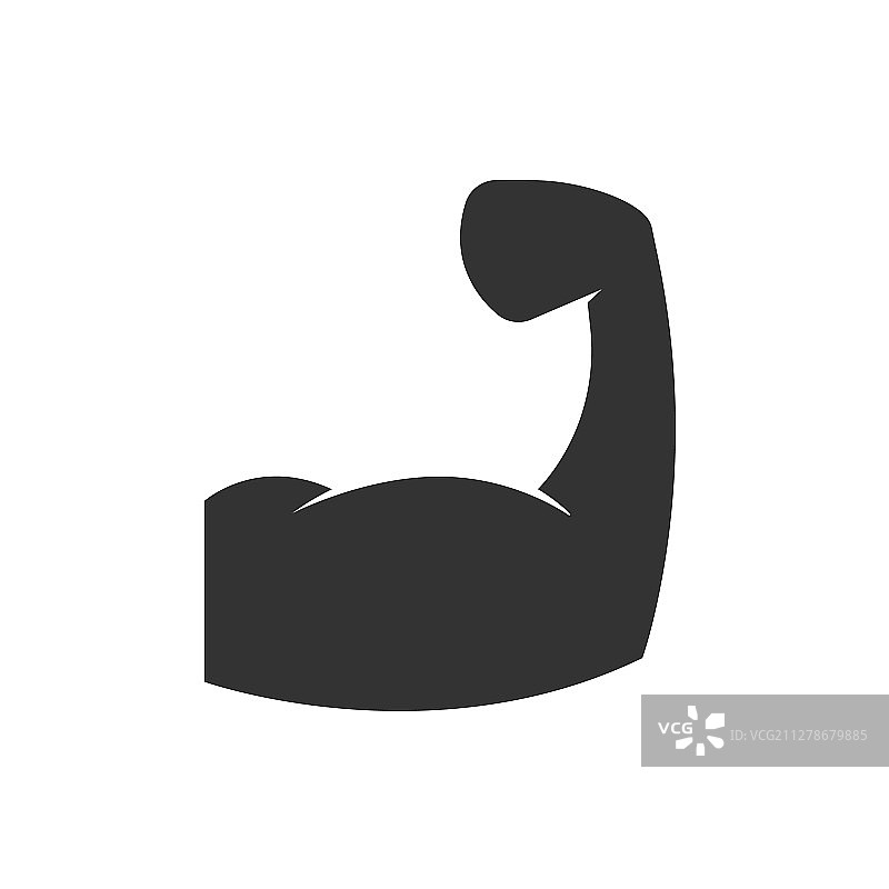 白色背景上的黑色肌肉手臂图标图片素材