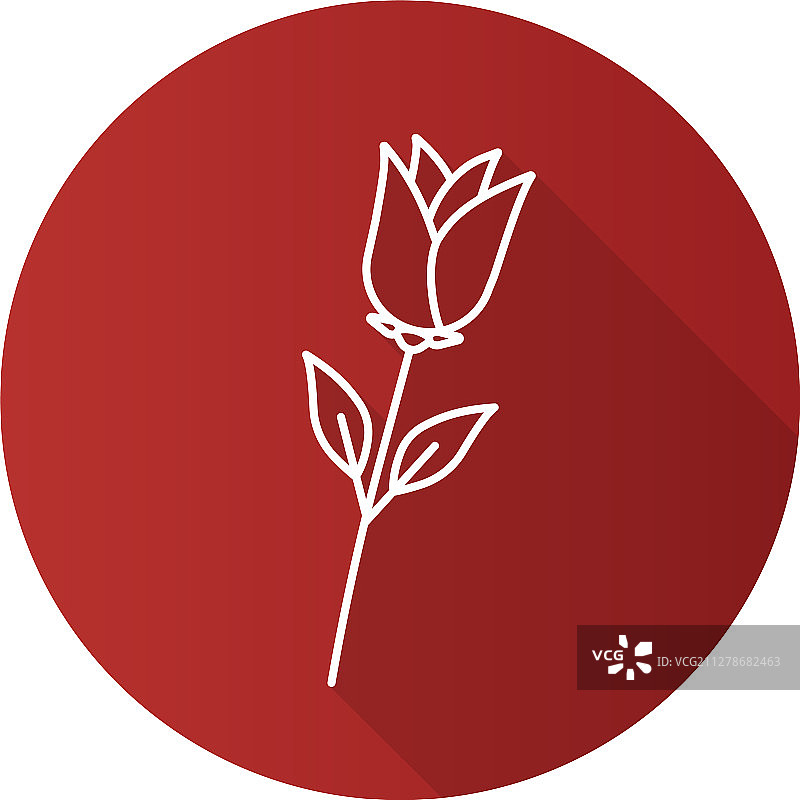 玫瑰花扁平线性长阴影图标图片素材