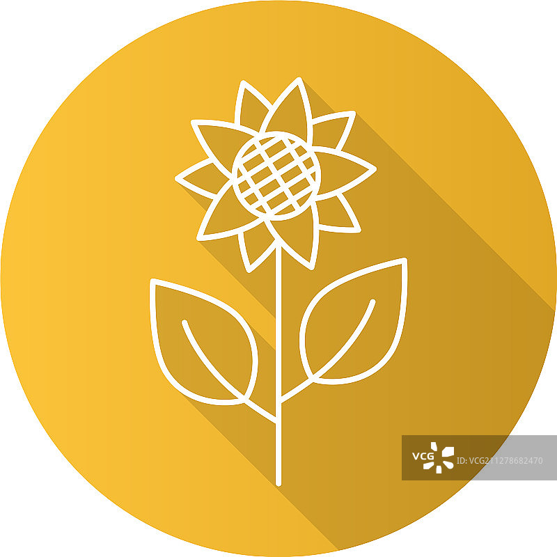 扁平线性长阴影向日葵图标图片素材