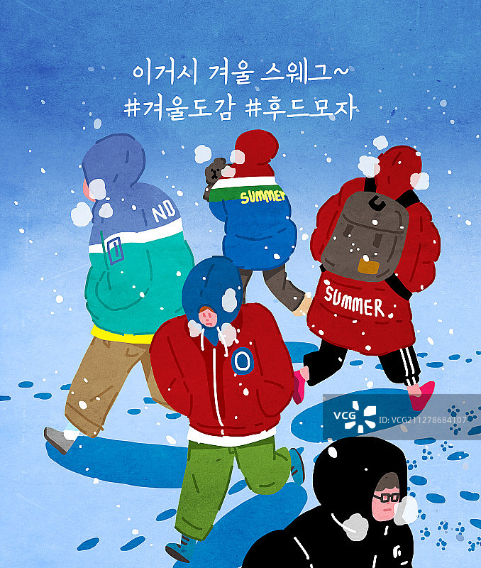 冬季雪街羽绒服生活方式图片素材