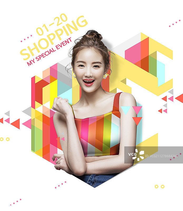 图形图像编辑设计活动页海报图案：几何女性美容商业活动购物促销图片素材