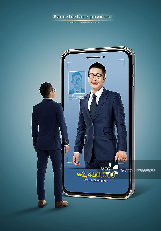 图片素材：社会议题、智能手机、移动支付、面部识别技术、生物识别、移动银行、购物、5G图片素材