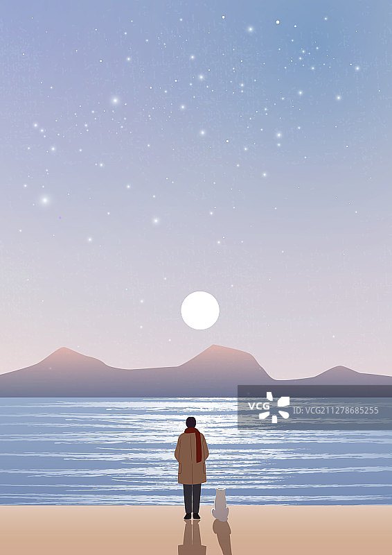 月亮宠物河流梦幻壁纸背景图片素材