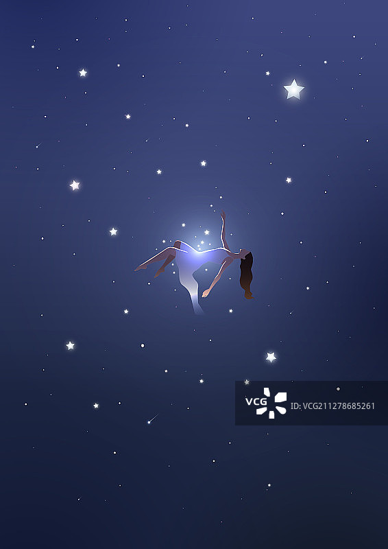 奇幻星空坠落女人背景图片素材