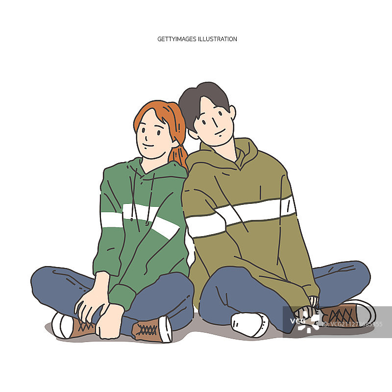 大学生情侣约会纪念日插画图片素材