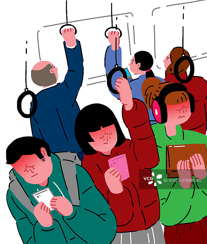 上班族，通勤，公共交通，压力，地铁图片素材