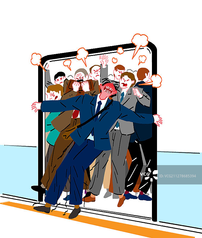 上班族，通勤，公共交通，压力，地铁图片素材