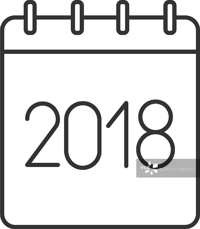 2018年年度日历线性图标细线图片素材