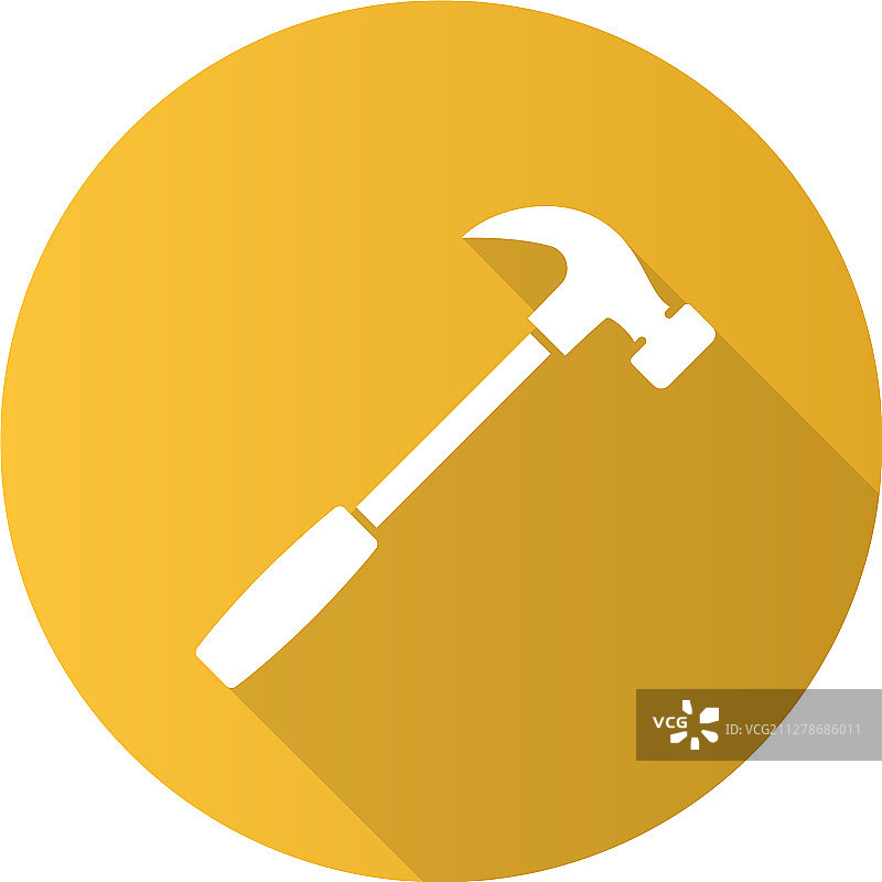 锤子扁平设计长阴影字形图标图片素材