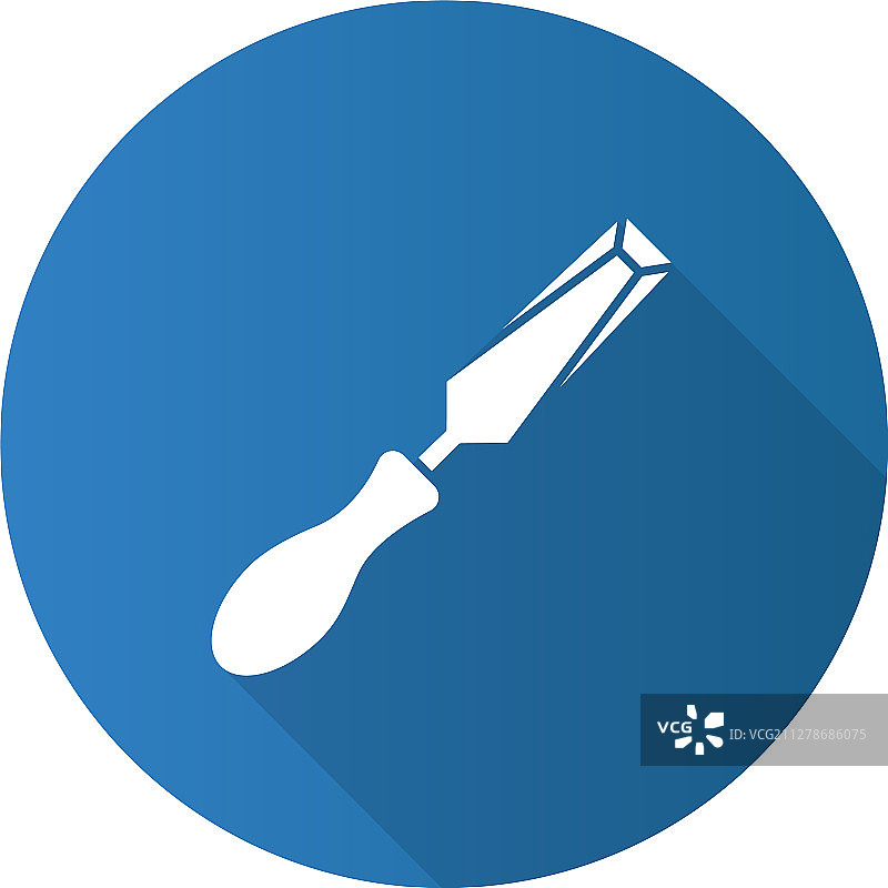 凿子扁平风格长阴影字形图标图片素材