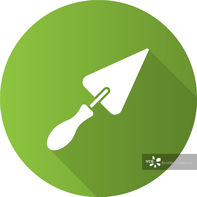 三角形铲子扁平设计长阴影标志图片素材