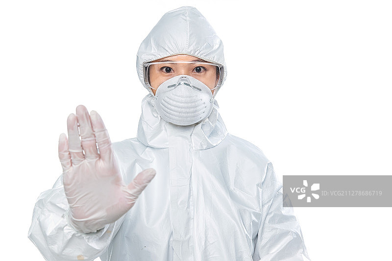穿防护服的年轻女医生图片素材