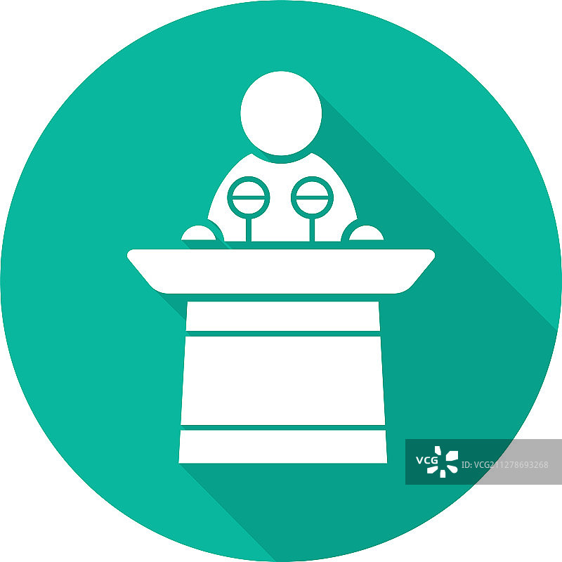 政治家扁平设计长阴影字形图标图片素材