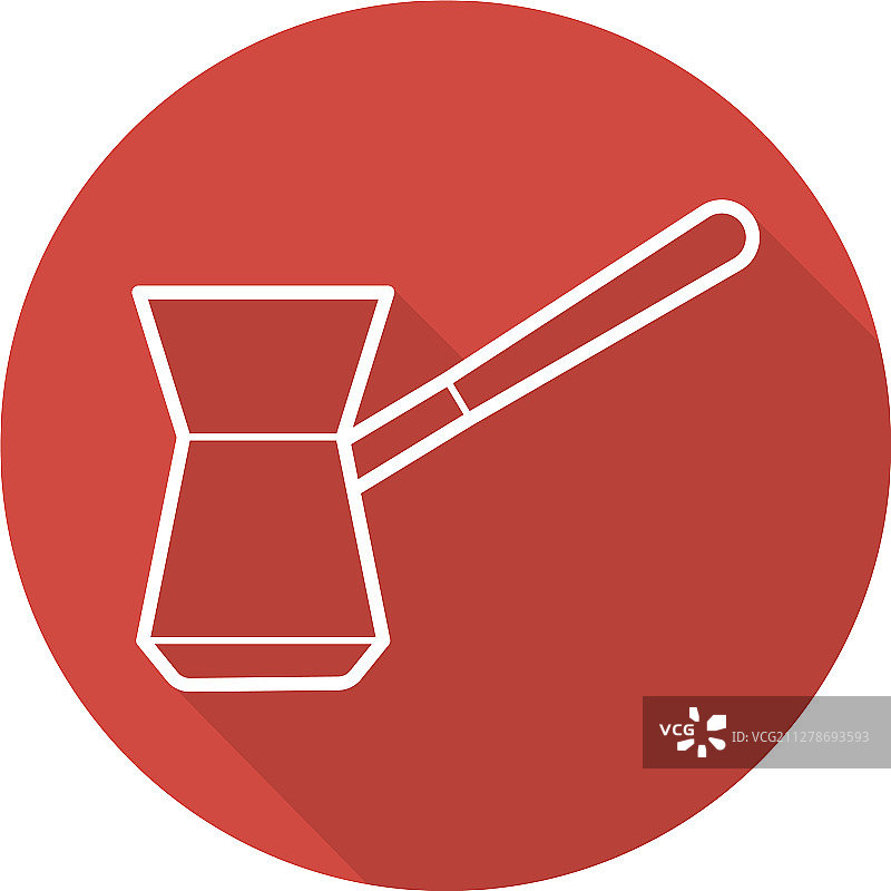 土耳其咖啡壶扁平线性长阴影图标图片素材