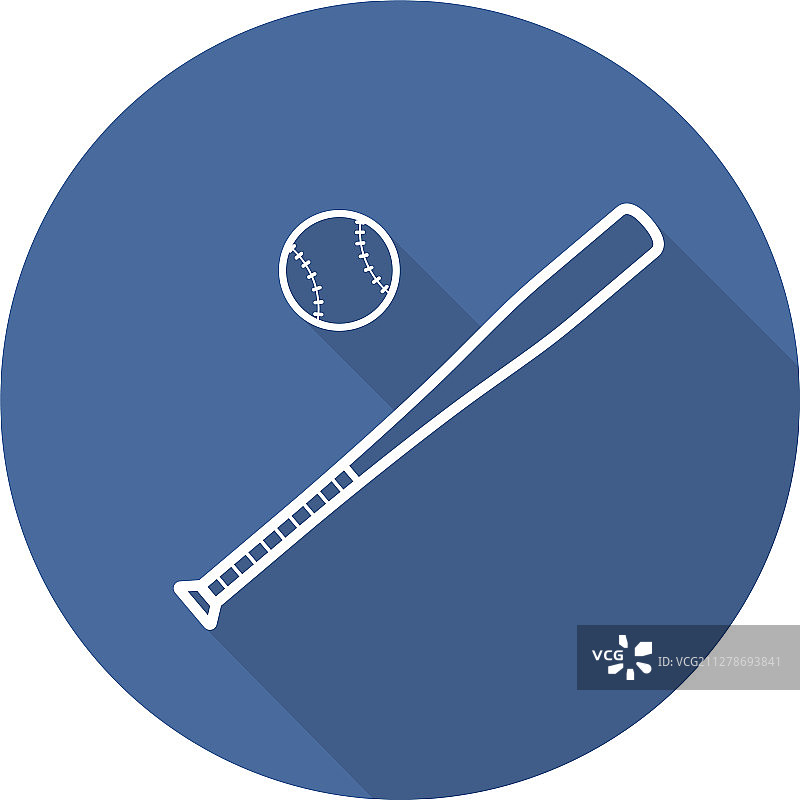 棒球装备扁平线性长阴影图标图片素材