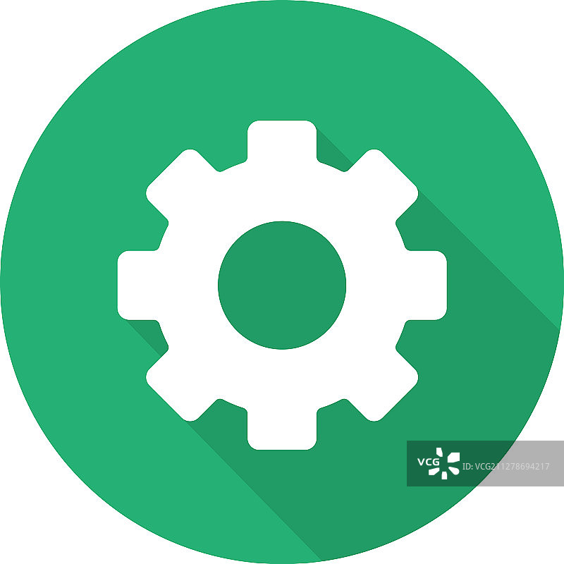 齿轮扁平设计长阴影字形图标图片素材