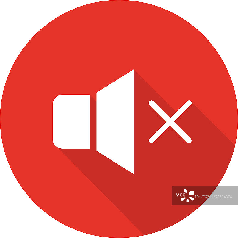 声音关闭扁平设计长阴影Glyph图标图片素材