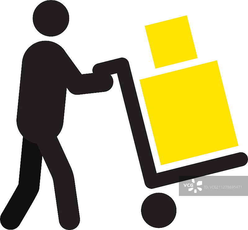 用手推车搬运两个箱子的男人图片素材