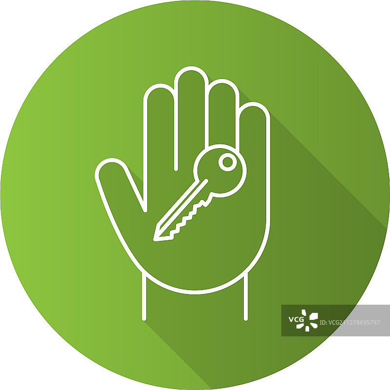 手持钥匙扁平线性长阴影图标图片素材