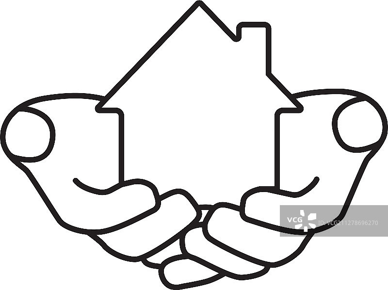 手中的房屋线性图标图片素材