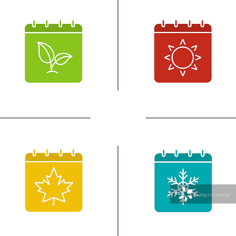 四季日历标志颜色图标集图片素材
