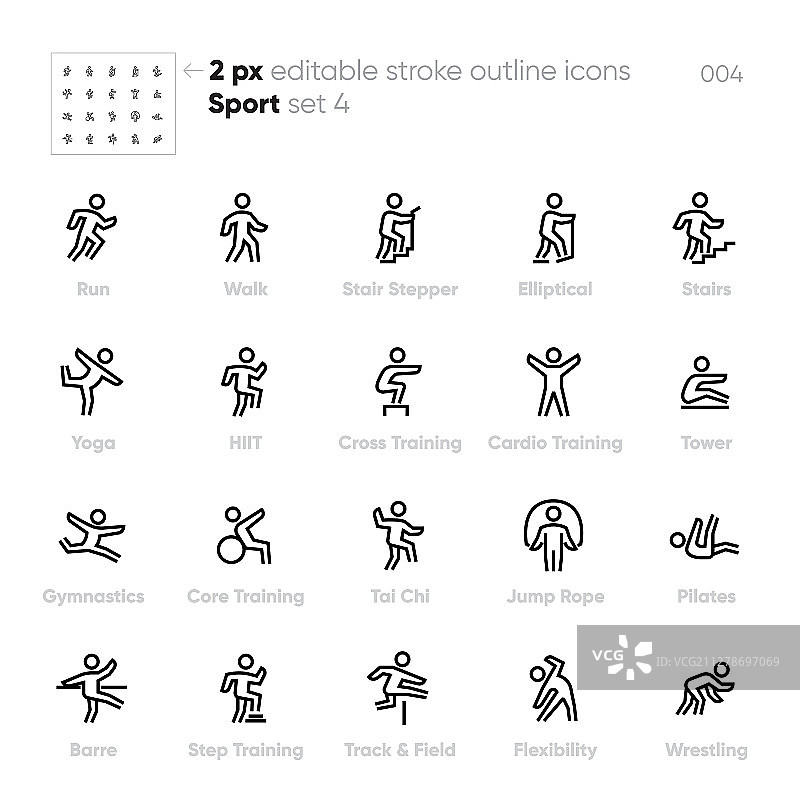 运动与健身活动轮廓图标图片素材