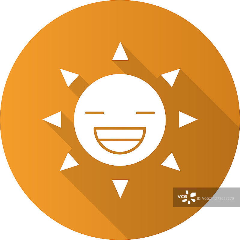 扁平风格长阴影笑脸太阳图片素材