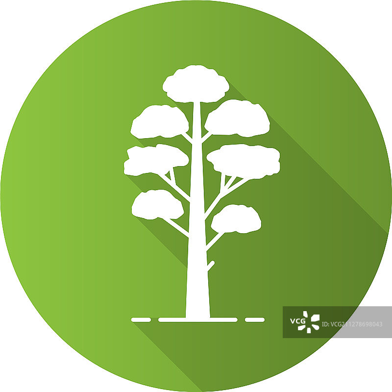 扁平风格长阴影松树标志图片素材