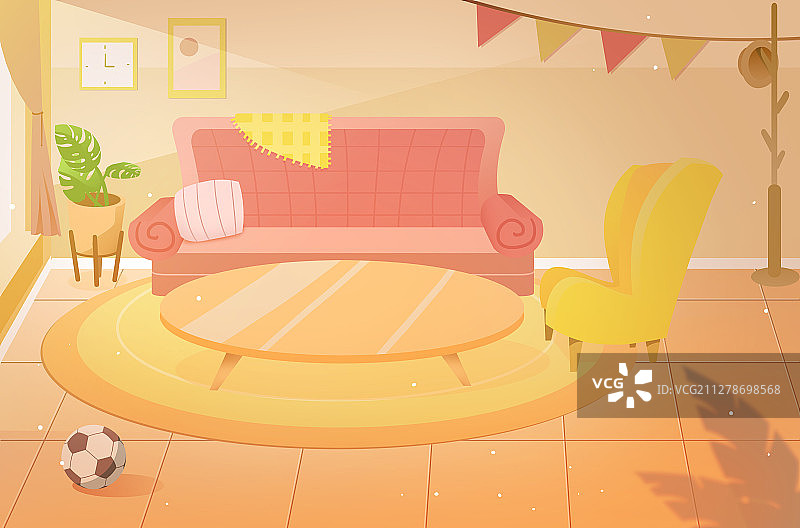 卡通手绘室内场景插画图片素材