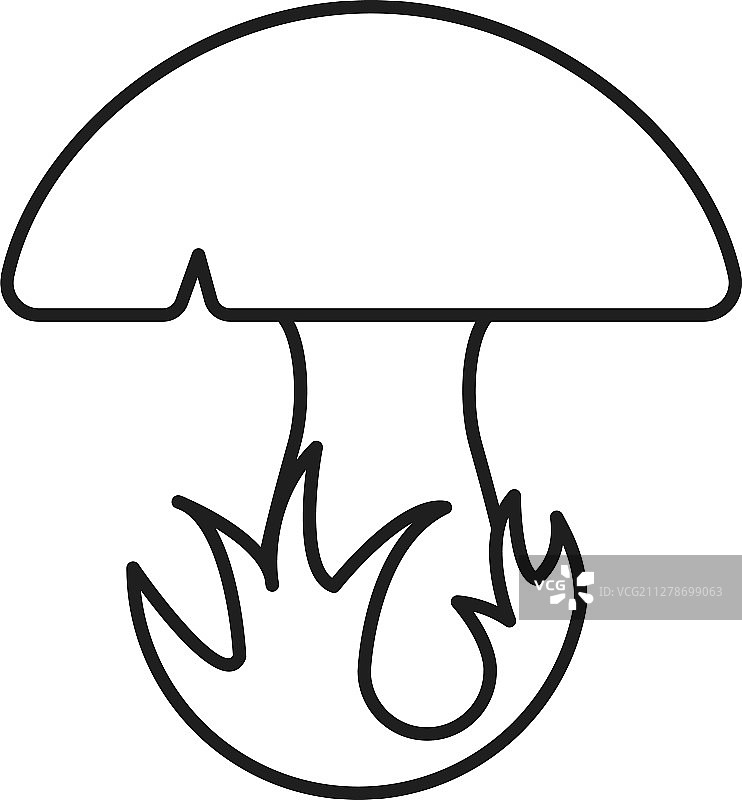 草地蘑菇线性图标图片素材