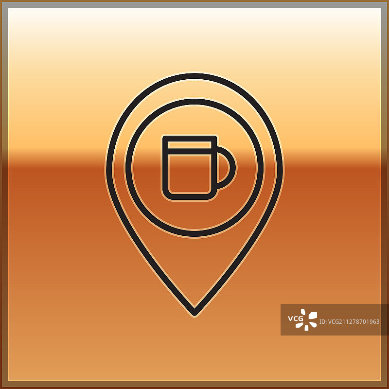 黑色线条酒精或啤酒吧位置图标图片素材