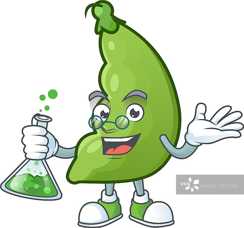 卡通蚕豆人物拿着玻璃杯图片素材