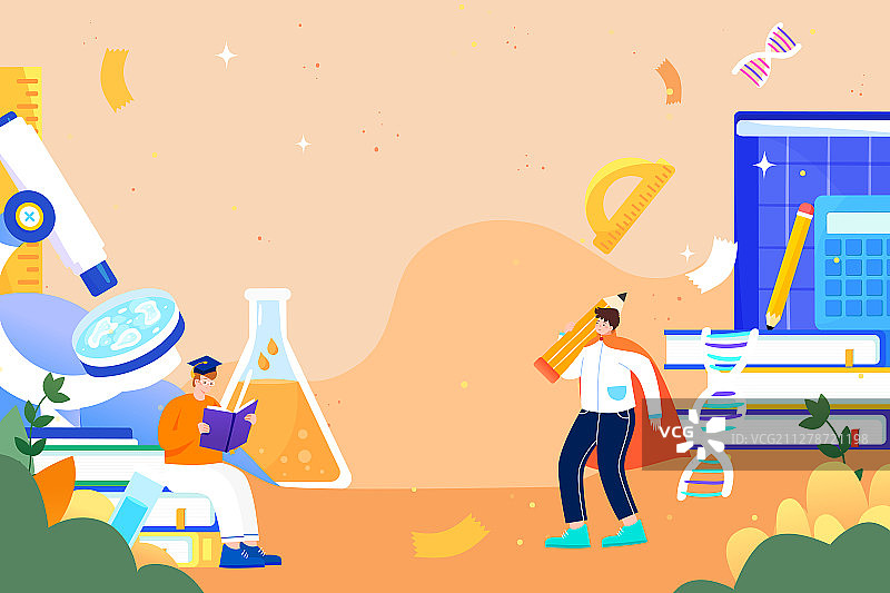 在线教育新学期开学读书复学中高考加油矢量插画图片素材